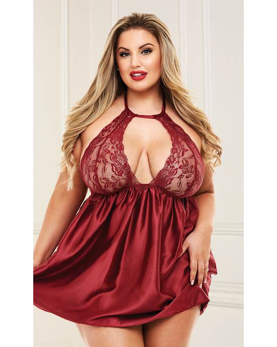 Sexy Lace Babydoll Set - Red - Queen | Adult Toy Megastore